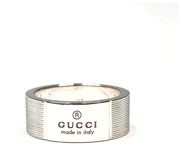 Gucci Silver 925 Logo Band Ring Silvery