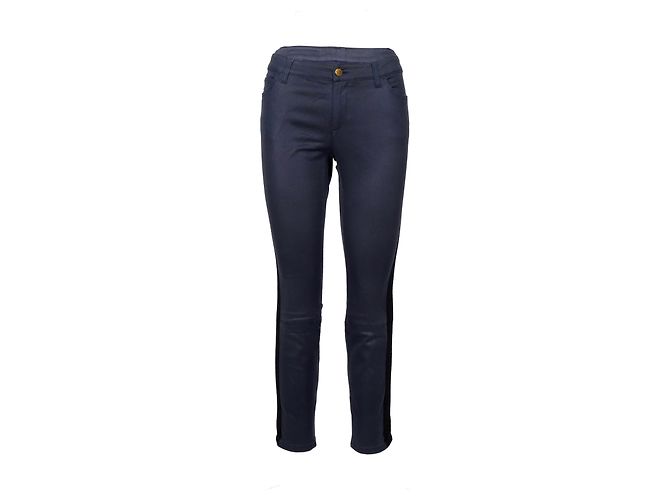 Jeans Louis Vuitton con franja negra - años 2000 Azul