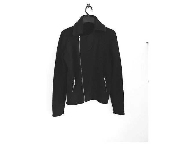 Ralph Lauren Black wool biker jacket