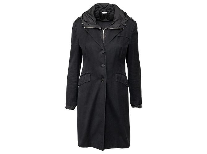 Abrigo Miu Miu con capucha con cremallera - '10s Negro