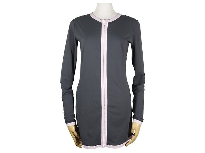 Timeless Chanel Coco Mark Nylon Polyurethane Cardigan Pink Grey
