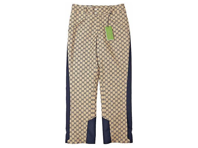 Calças acolchoadas em jacquard com monograma GG da Gucci Amarelo Azul marinho