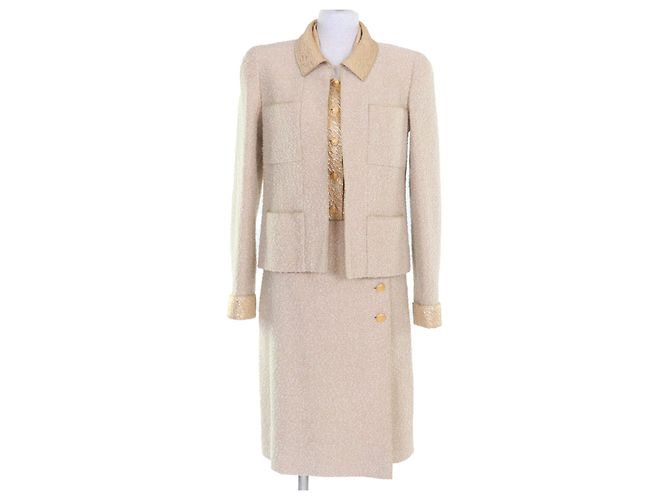 Timeless Terno de Lã Chanel BOUTIQUE Amarelo