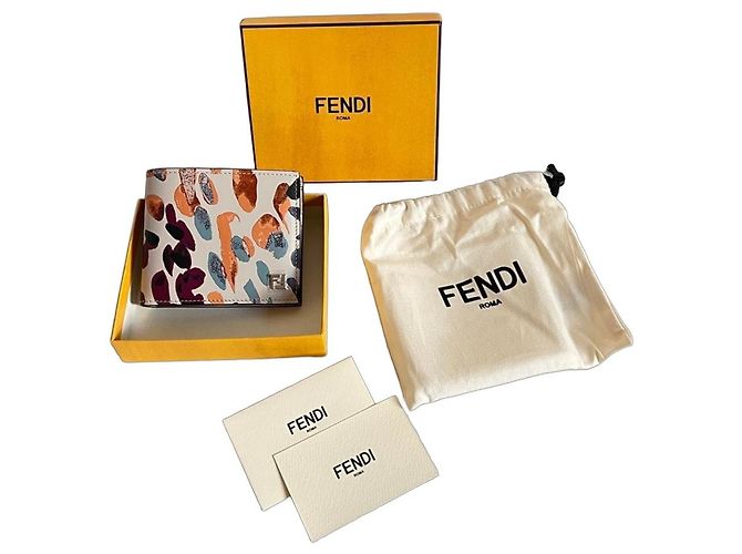 Fendi Falena Leather Bi-fold Wallet FF Squared Multiple colors