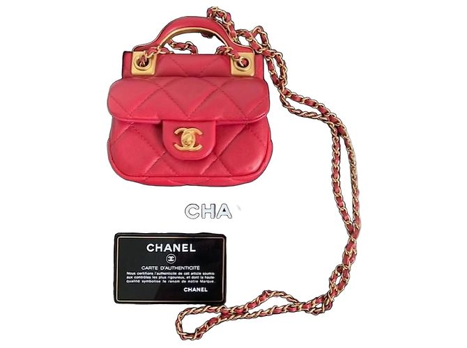 Bolso Mini Chanel Acolchado Rosa Cuero de Ternera