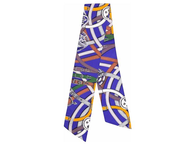 Bufanda de seda Hermès Maxi Twilly Cavalcadour Multicolor Púrpura