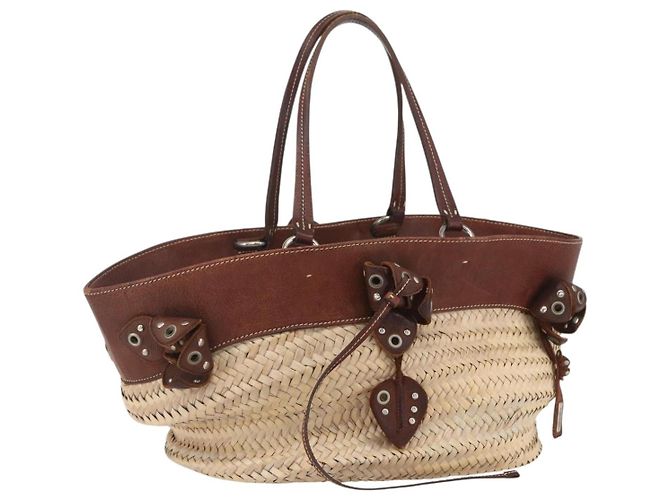 Miu Miu Handtasche Raffia Beige Silber Authentisch 159300V