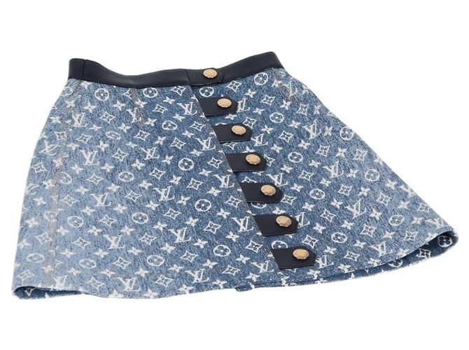 JUPE A en denim Monogram Jaguar LOUIS VUITTON 34 Bleu 1A9NK9 Auth LV 133644SAM