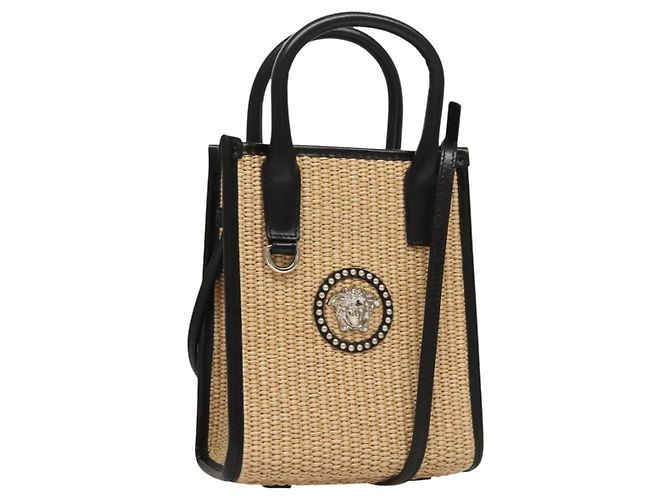 VERSACE Handtasche Raffia 2way Beige Auth EC391V 