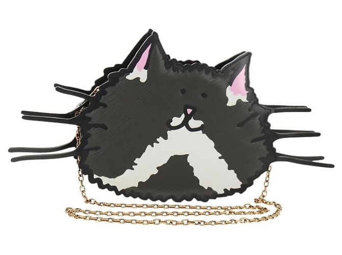 LOUIS VUITTON Pochette de Ombro Cat Face Epi Cinza LV Auth 142442SAM Marrom