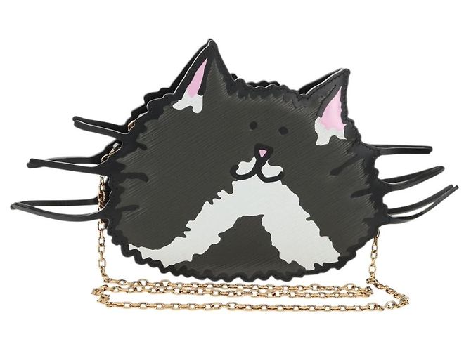 LOUIS VUITTON Pochette de ombro Cat Face em Epi cinza LV Auth 143170SAM Marrom