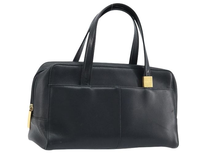 Borsa a mano in pelle nera e oro BURBERRY Auth ep13929 Nero D'oro