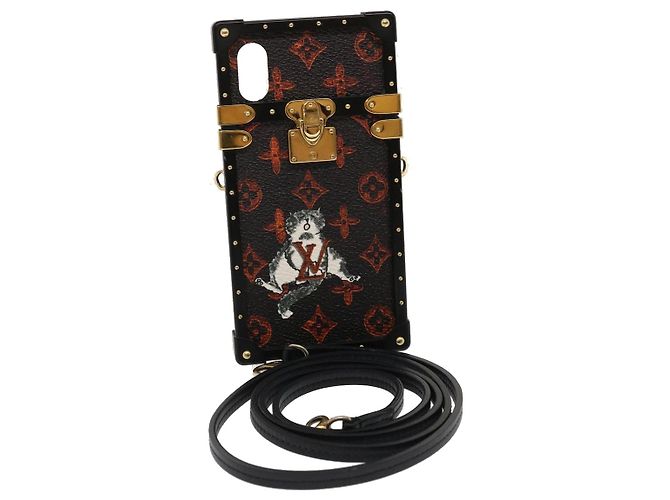 LOUIS VUITTON Transformed Monogram Cat Eye Trunk iPhone Case M63891 Auth 29562M Black