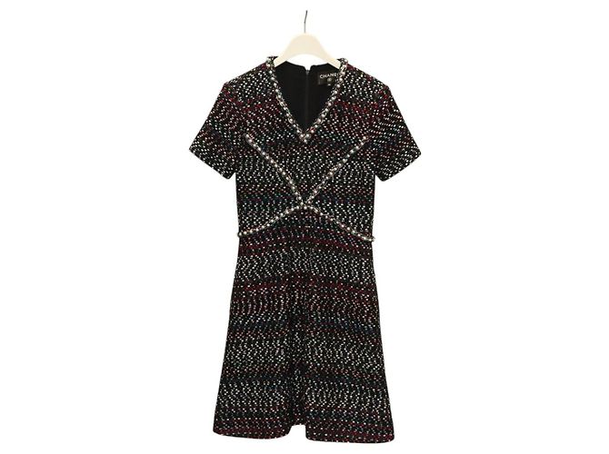 CHANEL Macacão de Tweed Marinho CC Auth BA2161M Azul marinho