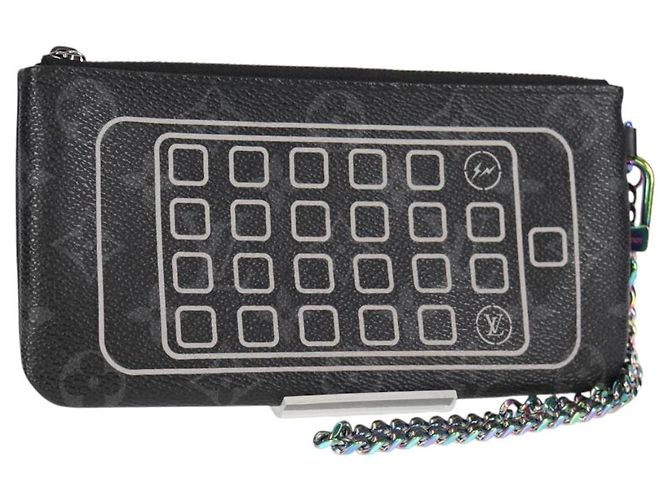 CUSTODIA PER IPHONE LOUIS VUITTON Monogram Eclipse Fragment M64433 LV Auth MX502SAM Monogramma