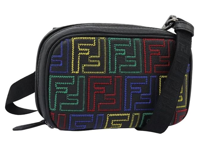 FENDI Zucca Canvas Shoulder Bag Multicolor Black Auth 112594SAM Multiple colors