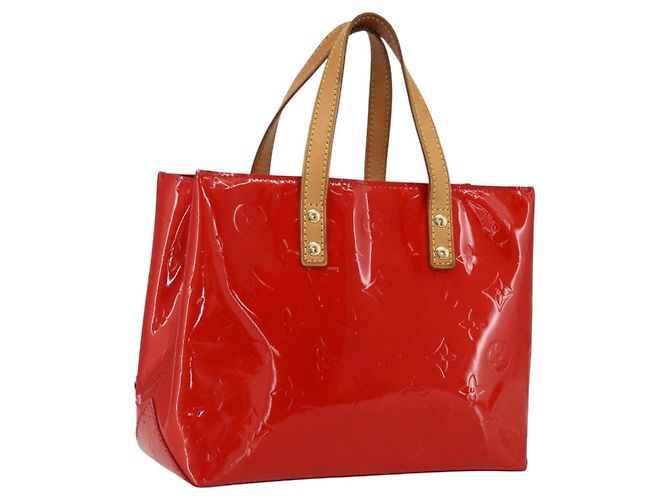 LOUIS VUITTON Monogram Vernis Reade PM Hand Bag Red Rouge M91088 LV Auth 170927