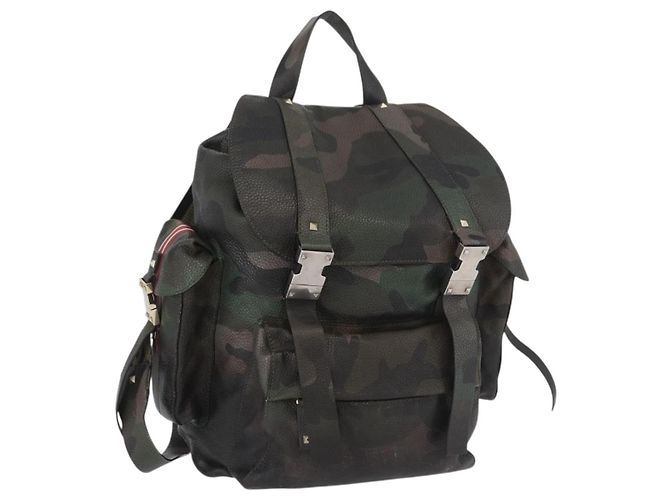 Mochila de couro caqui Valentino Auth bs33924