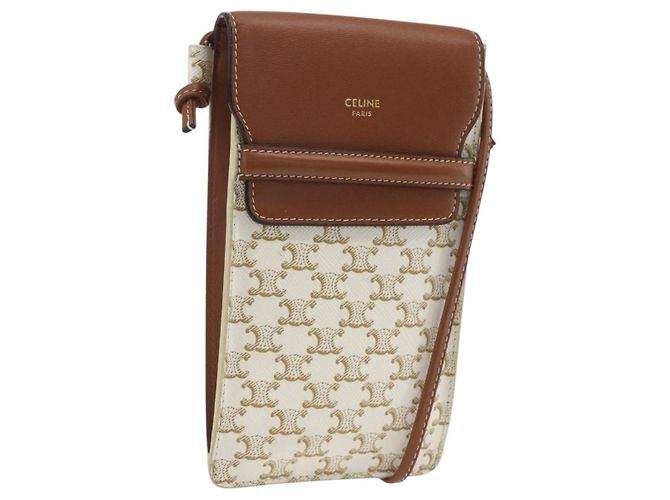 Céline Borsa a Spalla CELINE Triomphe PVC Beige Auth ka1704V