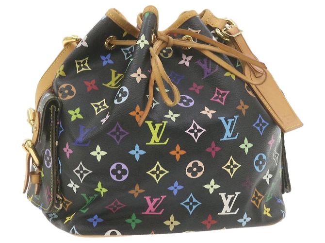 LOUIS VUITTON Monogram Multicolor Noe Shoulder Bag Black M42230 LV Auth am337bSAV