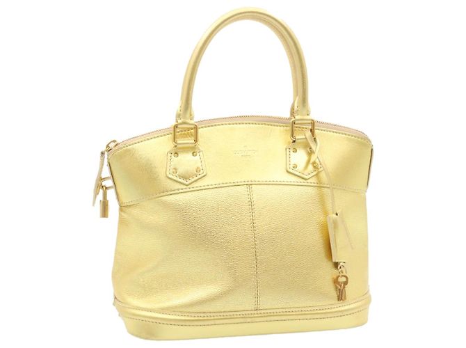 LOUIS VUITTON Handtasche Suhari Lockit PM Leder Gold M91889 LV Auth 28662SM Golden