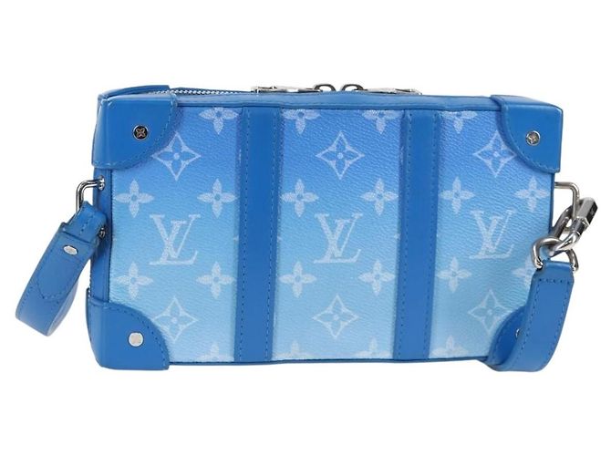 LOUIS VUITTON Monogram Clouds Soft Trunk Wallet Bolsa Azul M45432 LV Auth 128464SAM