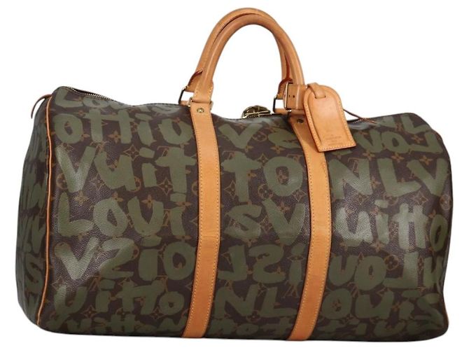 LOUIS VUITTON Monogram Graffiti Keepall 50 Bolsa Boston Khaki M92196 Auth fm4841SAV Caqui
