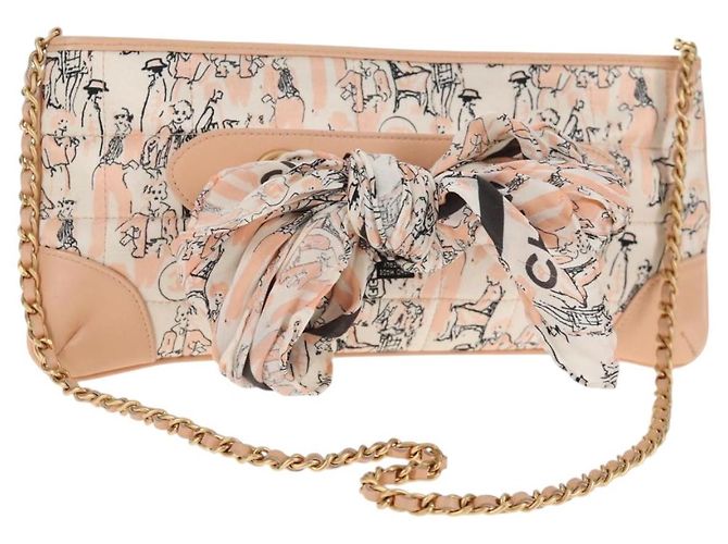 Bolso de cadena CHANEL de seda rosa dorado CC Auth 140122SAV