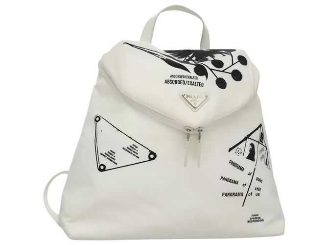 PRADA Backpack Nylon White Silver Auth 105813SAV Silvery