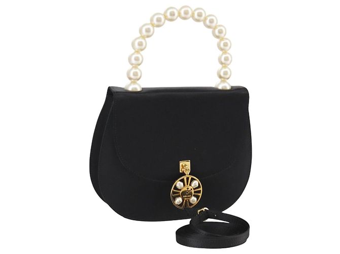 Céline Borsa a Mano CELINE Satin 2way Nera Auth 107980SM Nero