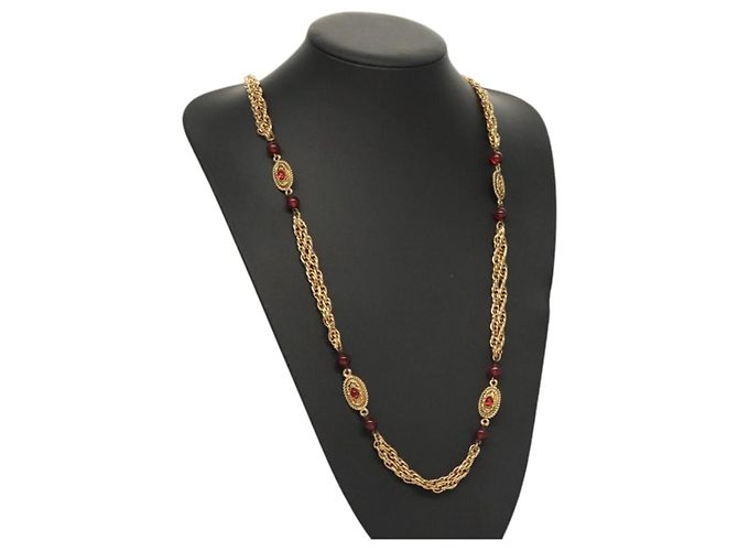 Collar de cadena Mark COCO de CHANEL en metal dorado CC Auth BA1373SAM