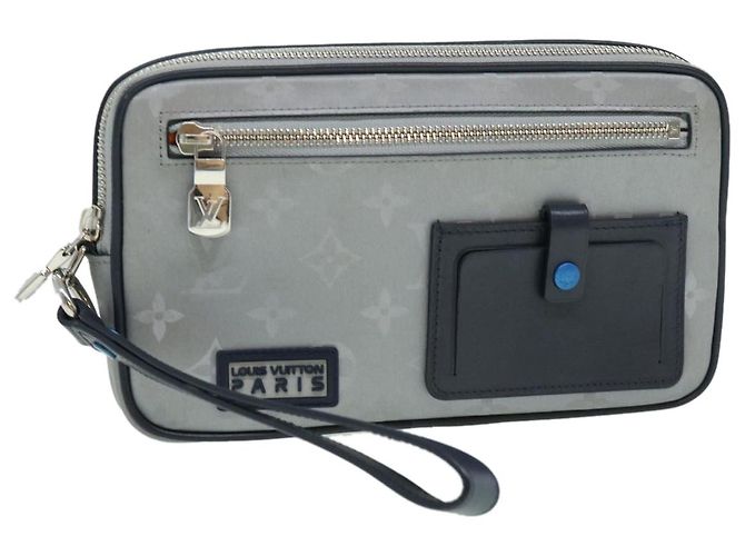 LOUIS VUITTON Clutch Satellite Monogram Argento M44171 LV Auth 32349SAV