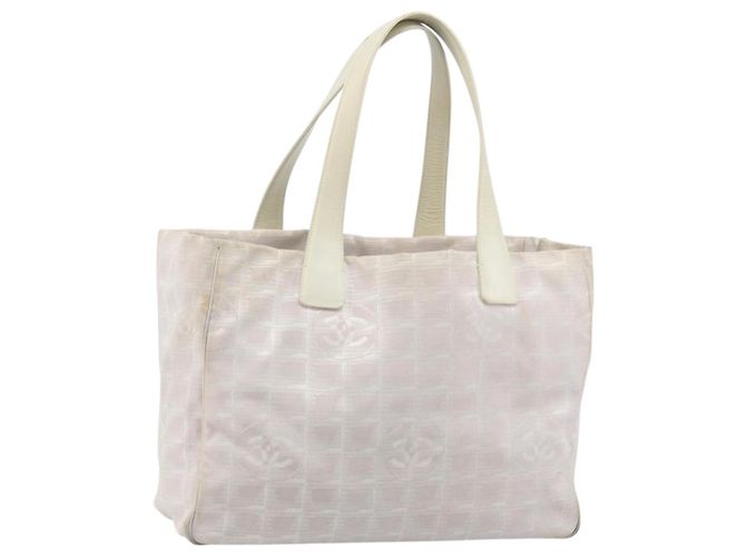 CHANEL Nova Bolsa Tote de Viagem Nylon Rosa Ouro CC Auth BA11718
