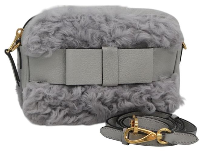 Miu Miu Shoulder Bag Leather Gray Auth BD1196V Brown