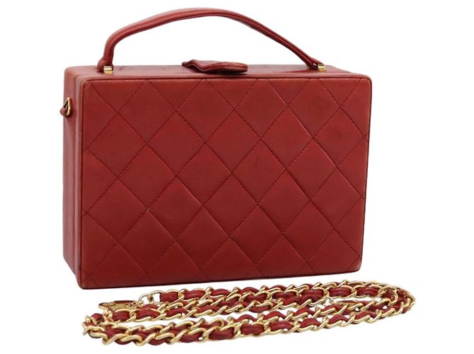 CHANEL Matelassierte Handtasche aus Lammleder 2way Rot CC Auth 115600V