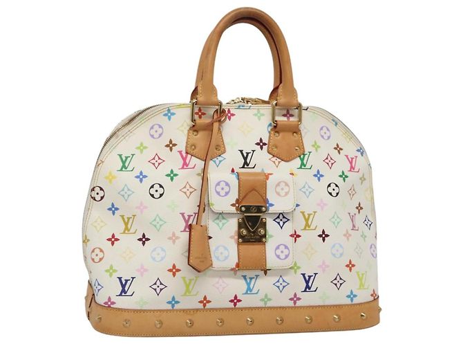 LOUIS VUITTON Handtasche Alma GM Monogram Multicolor Weiß M40441 LV Auth 105944V