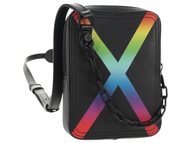 LOUIS VUITTON Borsa Messenger Danube Taiga Rainbow Nera M30332 LV Auth 146086SAM Nero