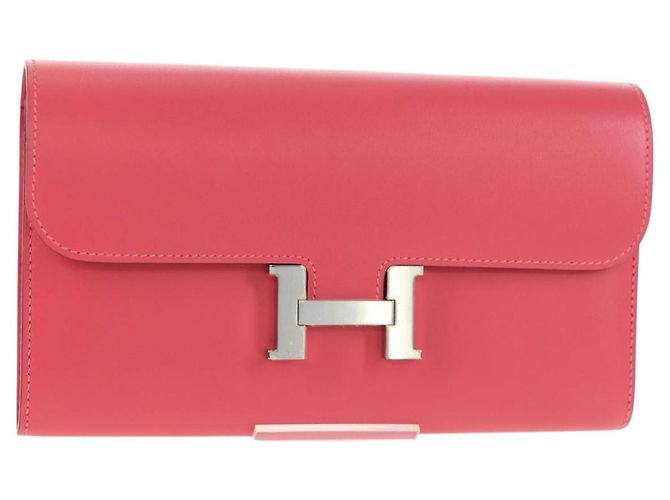 Hermès HERMES Constance Long Wallet Leather Pink Auth 141188SM