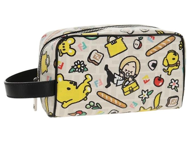 FENDI Zucca Canvas Tasche Weiß Silber Authentisch 140366SAM