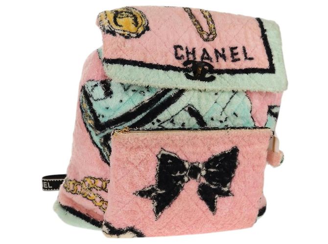 CHANEL Matelasse COCO Mark Backpack pile Pink Gold CC Auth 138517SM Golden