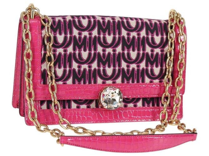 Borsa a Spalla Miu Miu in Tela e Pelle 2 in 1 Rosa Oro Auth 120964SAM D'oro