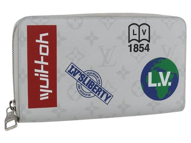 LOUIS VUITTON Monogram Logo Story Zippy Organizer Wallet M67824 LV Auth 148549SAM White