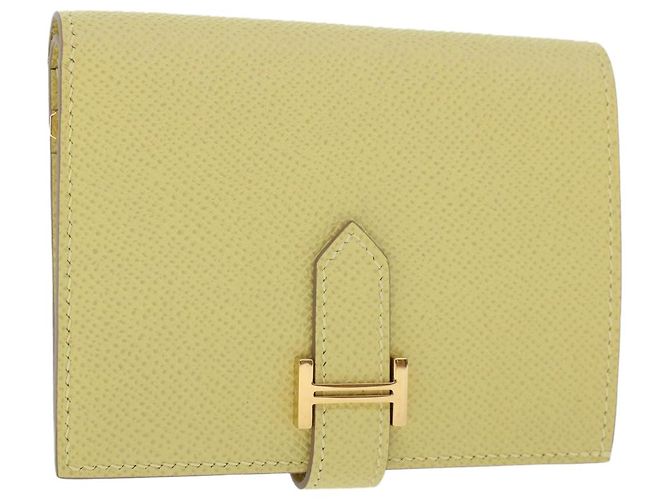 Hermès Billetera compacta HERMES Bearn Epsom Amarillo Auth 45049SM