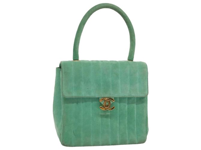 CHANEL Bolsa de Mão em Camurça Verde CC Auth 68731SAV