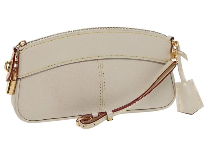LOUIS VUITTON Clutch Suhari Lockit de Cuero Blanco M95629 LV Auth 94716V