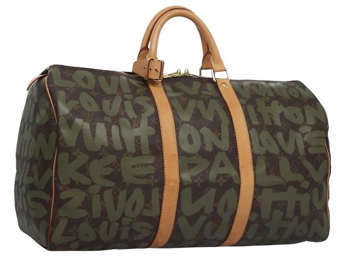 LOUIS VUITTON Monogram graffiti Keepall 50 Bolsa Boston Khaki M92196 Auth EC602SAV Caqui