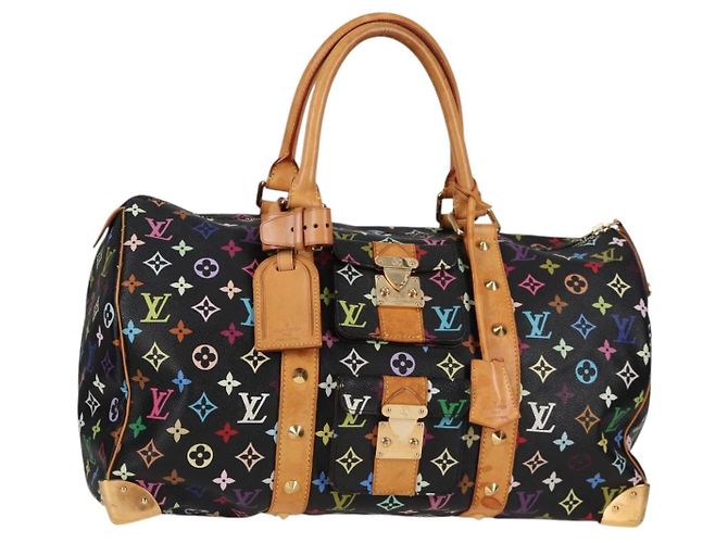LOUIS VUITTON Keepall 45 Tasche Monogram Multicolor Schwarz M92640 Auth 117676SAV