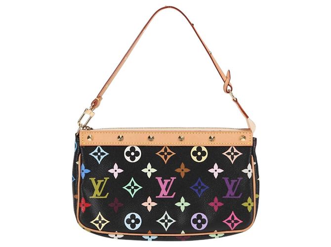 LOUIS VUITTON Pochette Accessoires Multicolore Monogramma Nero M92648 Auth BA1927SAV