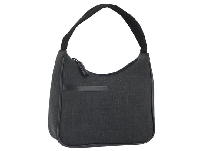 PRADA Sports Accessory Pouch Canvas Gray Auth gh1644 Brown