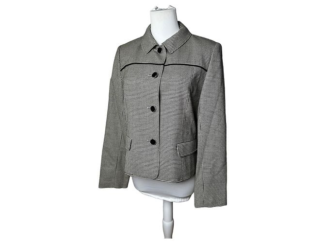 Vintage Courreges Wool Checked Blazer / Grey Black M